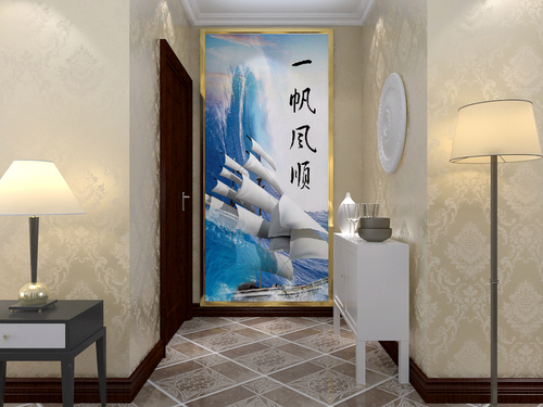 一帆风顺船玄关背景墙装饰画12110801.jpg
